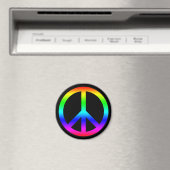 Rainbow Gradient Peace Symbool Teken op Zwart Magneet (Insitu (Vaatwasser))