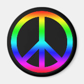Rainbow Gradient Peace Symbool Teken op Zwart Magneet (Voorkant)