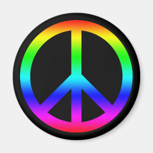 Rainbow Gradient Peace Symbool Teken op Zwart Magneet