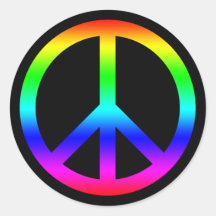 Rainbow Gradient Peace Symbool Teken op Zwart