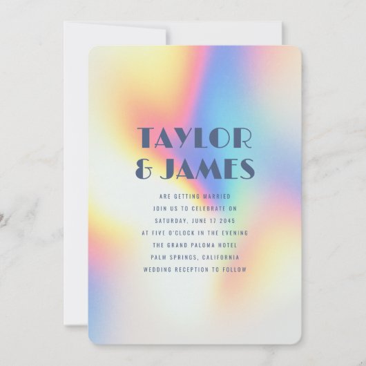 Rainbow Gradient QR Code Bold Modern Wedding Kaart (Voorkant)
