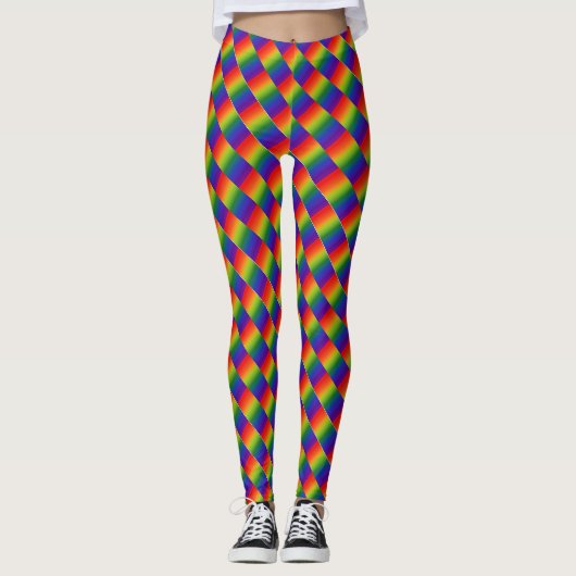 Rainbow Gradient Striped Pattern Leggings (Voorkant)