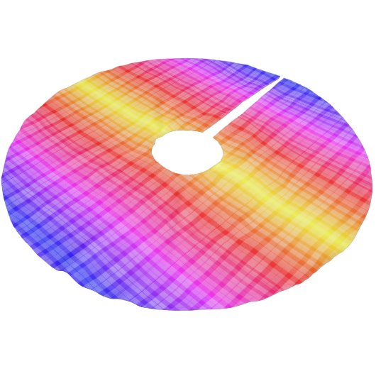 Rainbow Gradient Vertical Plaid Digital Background Kerstboom Rok (Gekanteld)