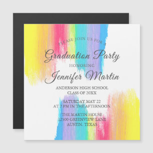 Rainbow Graduation Party Uitnodigingsmagneet Kaart