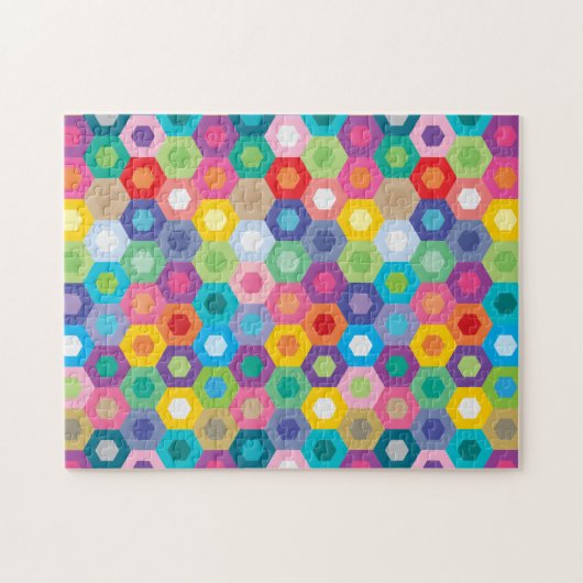 Rainbow Granny Honecomb Hexagon Pattern Legpuzzel (Horizontaal)