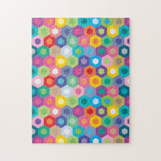 Rainbow Granny Honecomb Hexagon Pattern Legpuzzel (Verticaal)