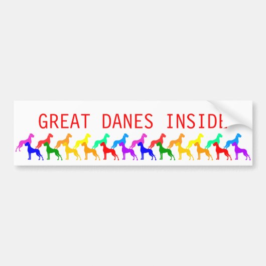 Rainbow Great Danes Bumpersticker (Voorkant)