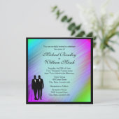 Rainbow Green Accent Gay Wedding Invite Kaart (Staand voorkant)