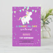 Rainbow Green Fly Eenhoorn Verjaardag Uitnodiginge Kaart (Staand voorkant)