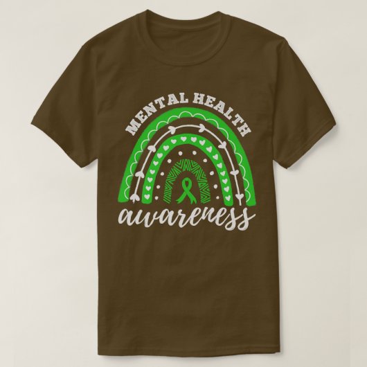 Rainbow Green Ribbon Mental Health Awareness6108 T-shirt (Design voorkant)