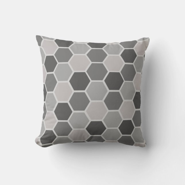 Rainbow Grey Hexagon Kussen (Voorkant)