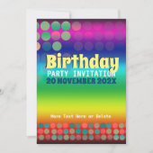 Rainbow Groovy Birthday Party Kaart (Voorkant)