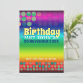 Rainbow Groovy Birthday Party Kaart (Staand voorkant)
