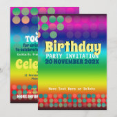 Rainbow Groovy Birthday Party Kaart (Voorkant / Achterkant)