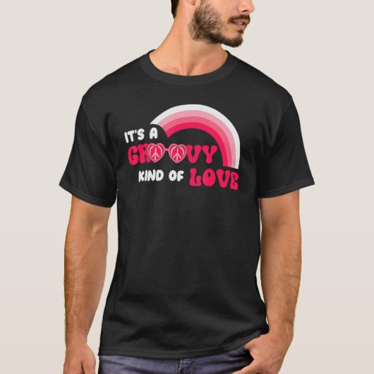 Rainbow Groovy Kind Love Happy Pink Valentijns Da T-shirt (Voorkant)