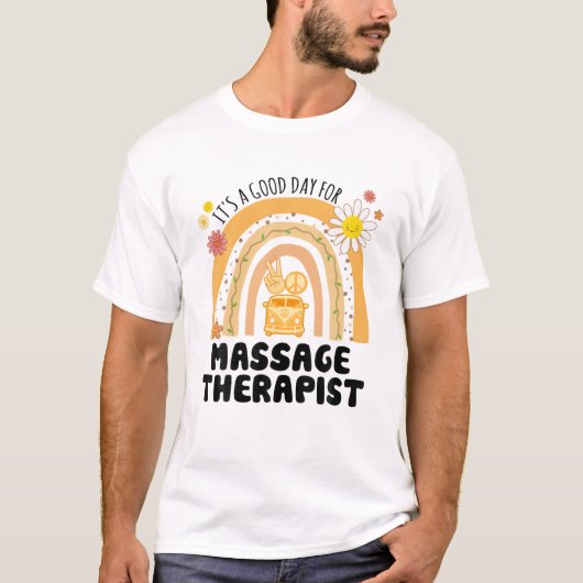 Rainbow Groovy Peace Massage Therapist  T-shirt (Voorkant)