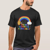 Rainbow Groovy Smile Flower Retro SLP Speech Thera T-shirt (Voorkant)