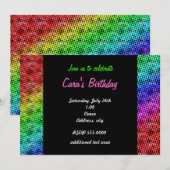 Rainbow Grunge Halftone Party Club Uitnodiging (Voorkant / Achterkant)