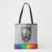 Rainbow Grunge Skull Grey Zonnebril Gay Pride Tote Bag (Voorkant)