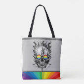Rainbow Grunge Skull Grey Zonnebril Gay Pride Tote Bag (Achterkant)