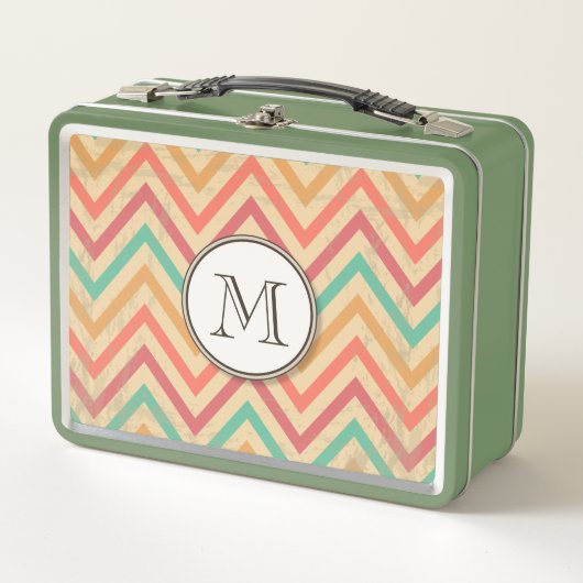 Rainbow Grunge Zigzag Chevrons Lunch Box (Voorkant)