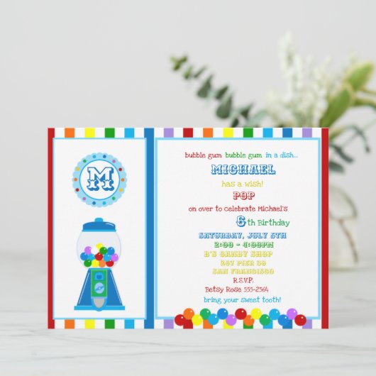 Rainbow Gumball-uitnodiging Kaart (Staand voorkant)