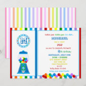 Rainbow Gumball-uitnodiging Kaart (Voorkant / Achterkant)