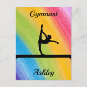 Rainbow Gymnastics Beam Personalized Briefkaart (Voorkant)