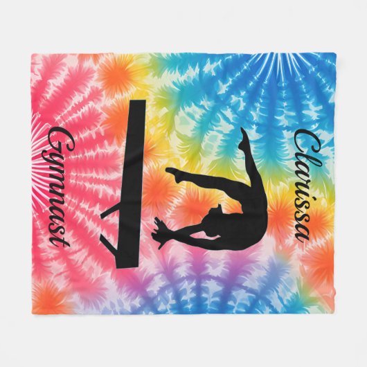 Rainbow Gymnastics Beam Personalized Fleece Deken (Voorkant (Horizontaal))