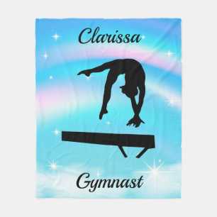 Rainbow Gymnastics Beam Personalized Fleece Deken