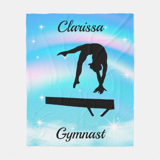 Rainbow Gymnastics Beam Personalized Fleece Deken (Voorkant)