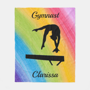 Rainbow Gymnastics Beam Personalized Fleece Deken