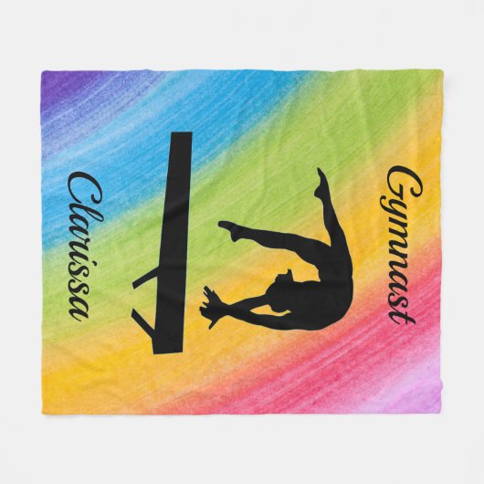 Rainbow Gymnastics Beam Personalized Fleece Deken (Voorkant (Horizontaal))