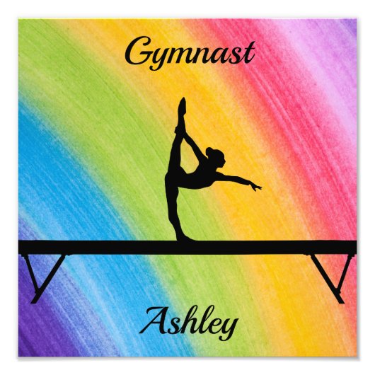 Rainbow Gymnastics Beam Personalized Foto Afdruk (Voorkant)