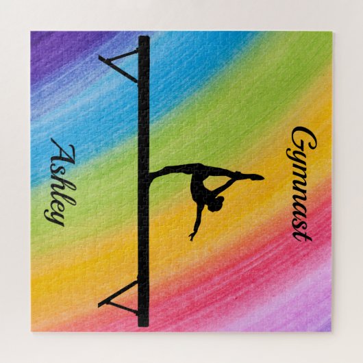 Rainbow Gymnastics Beam Personalized Legpuzzel (Horizontaal)