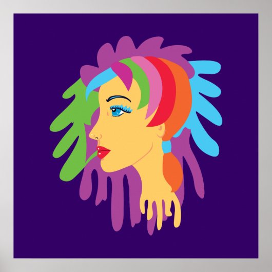 Rainbow Hair Art Poster (Voorkant)