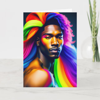 Rainbow Hair Boy Gay Greetings Card Kaart