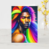 Rainbow Hair Boy Gay Greetings Card Kaart (Gele Bloem)