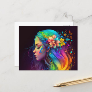Rainbow Hair Girl Briefkaart