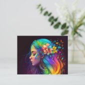 Rainbow Hair Girl Briefkaart (Staand voorkant)