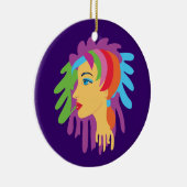 Rainbow Hair Keramisch Ornament (Rechts)