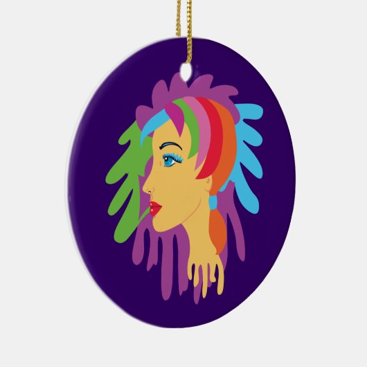 Rainbow Hair Keramisch Ornament (Rechts)