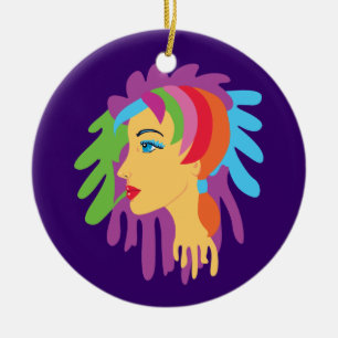 Rainbow Hair Keramisch Ornament