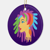 Rainbow Hair Keramisch Ornament (Links)