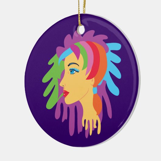 Rainbow Hair Keramisch Ornament (Links)