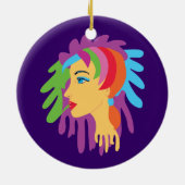 Rainbow Hair Keramisch Ornament (Achterkant)