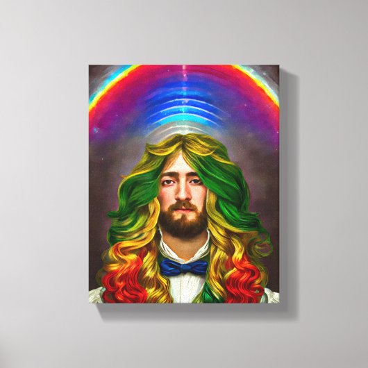 Rainbow Hair Man of Love Fantasy surreal LGBTQ Art Canvas Afdruk (Voorkant)