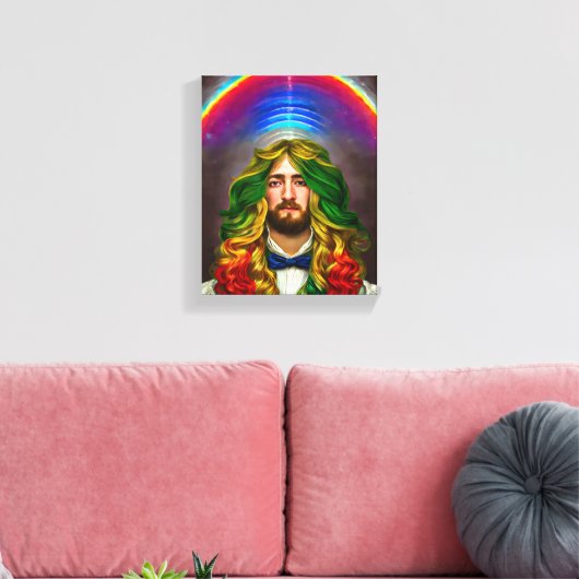 Rainbow Hair Man of Love Fantasy surreal LGBTQ Art Canvas Afdruk (Insitu (Woonkamer))