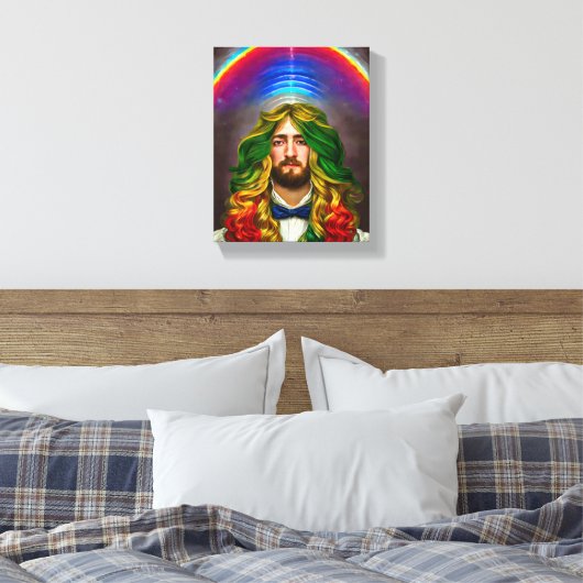 Rainbow Hair Man of Love Fantasy surreal LGBTQ Art Canvas Afdruk (Insitu (Slaapkamer))