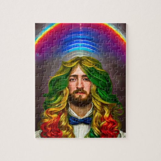 Rainbow Hair Man of Love Fantasy surreal LGBTQ Art Legpuzzel (Verticaal)